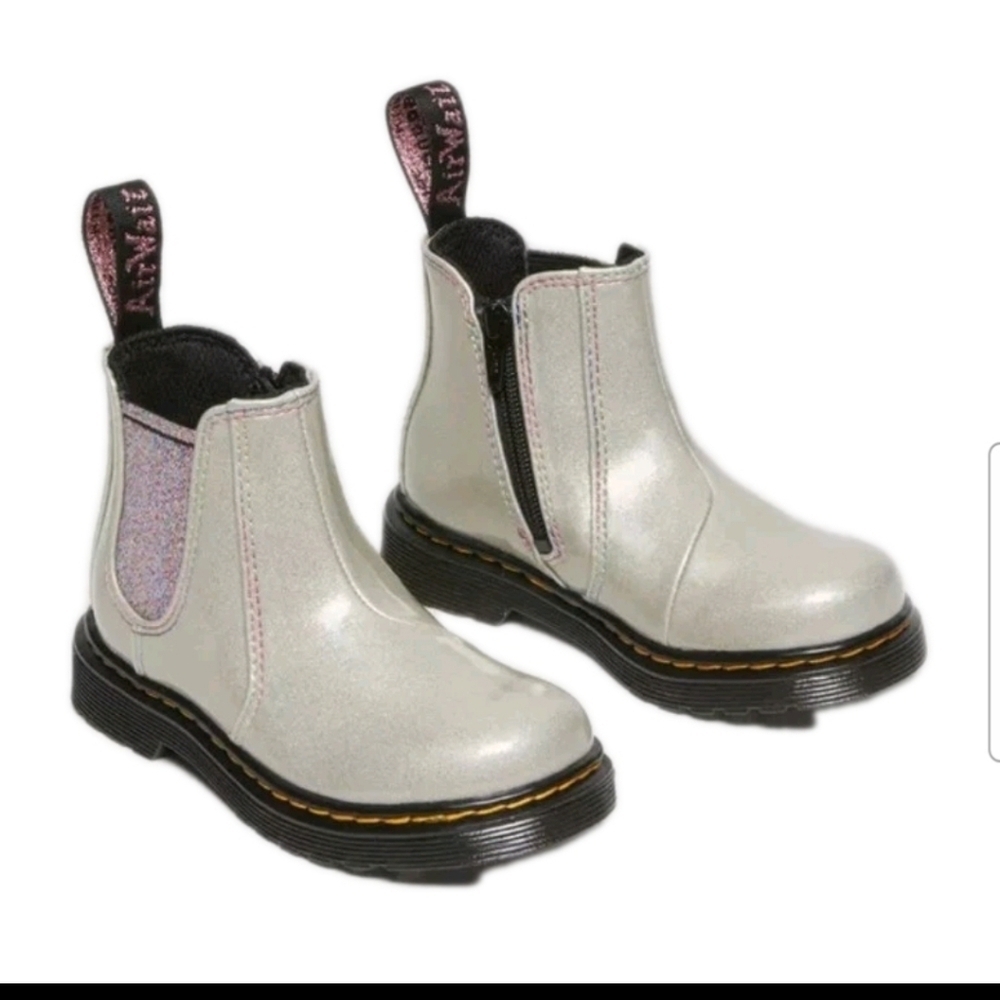 Dr. Martens Toddler 2976 Sparkle Rays Silver Chelsea Rainbow Trendy Boot 7